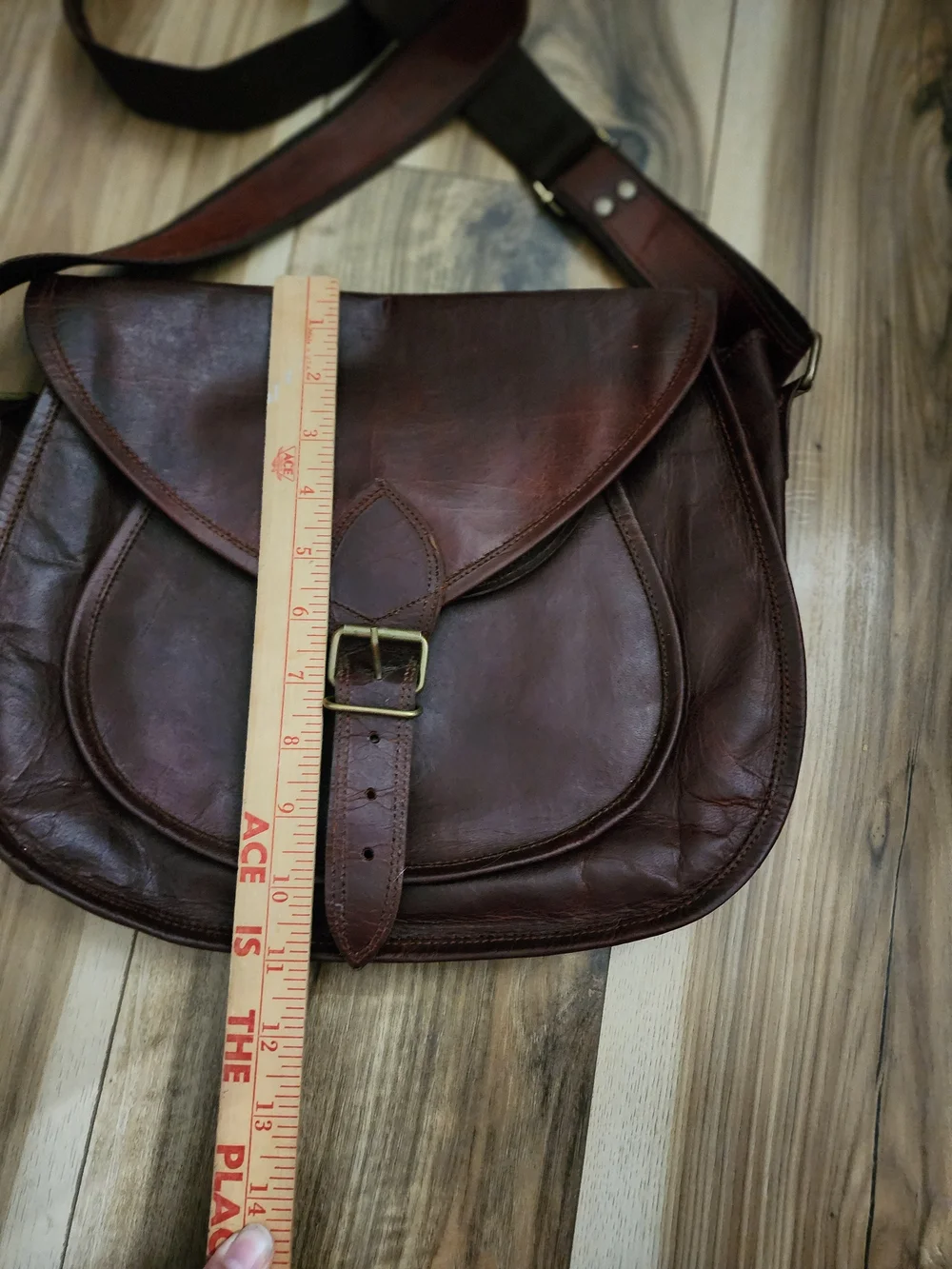 Vintage Brown Leather Messanger Crossbody Satchel